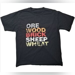 Settlers Of Catan Ore Wood Brick Sheep Wheat Graphic T-Shirt Size L